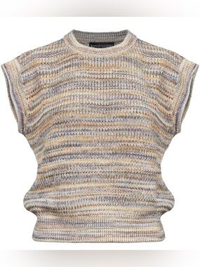 NWT - REPEAT LUXURY CLOTHING. (Blu's) Cap Sleeve Knit Pullover in multi. Small